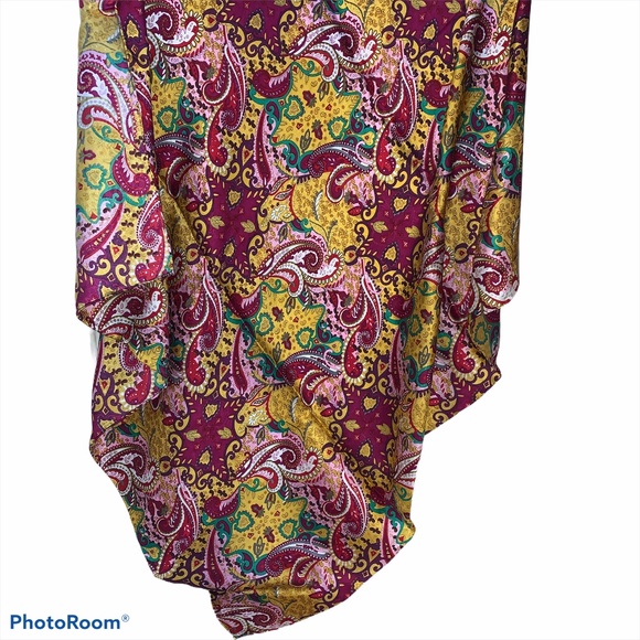 Wyoming Traders Wild Rag Lemon Berry Red Paisley 100% Silk Western Scarf 34.5" - Picture 2 of 2